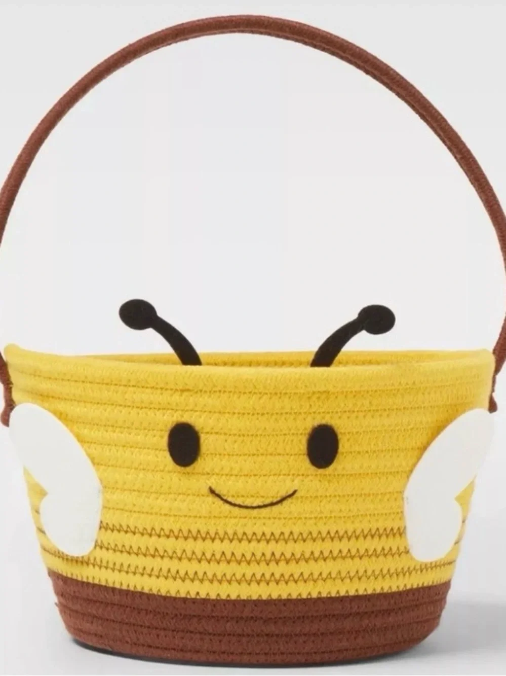 Target Yellow Bee Basket with Brown Handle . Gift basket . Decor basket